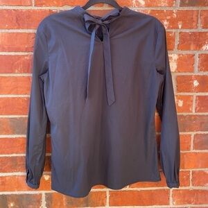 J. McLaughlin Womens Small Black Bow Tie Long Sleeve Blouse